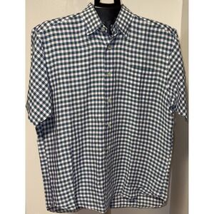 Robert Talbott Tailored Plaid Short Sleeve Button Down - Medium